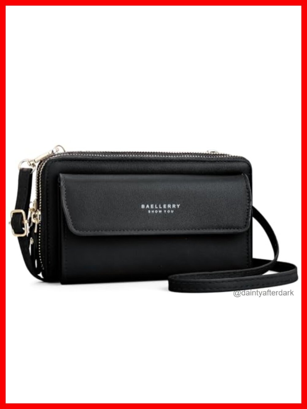 Vegan Leather Crossbody Wallet with 12 Card Slots, Adjustable Strap, Small